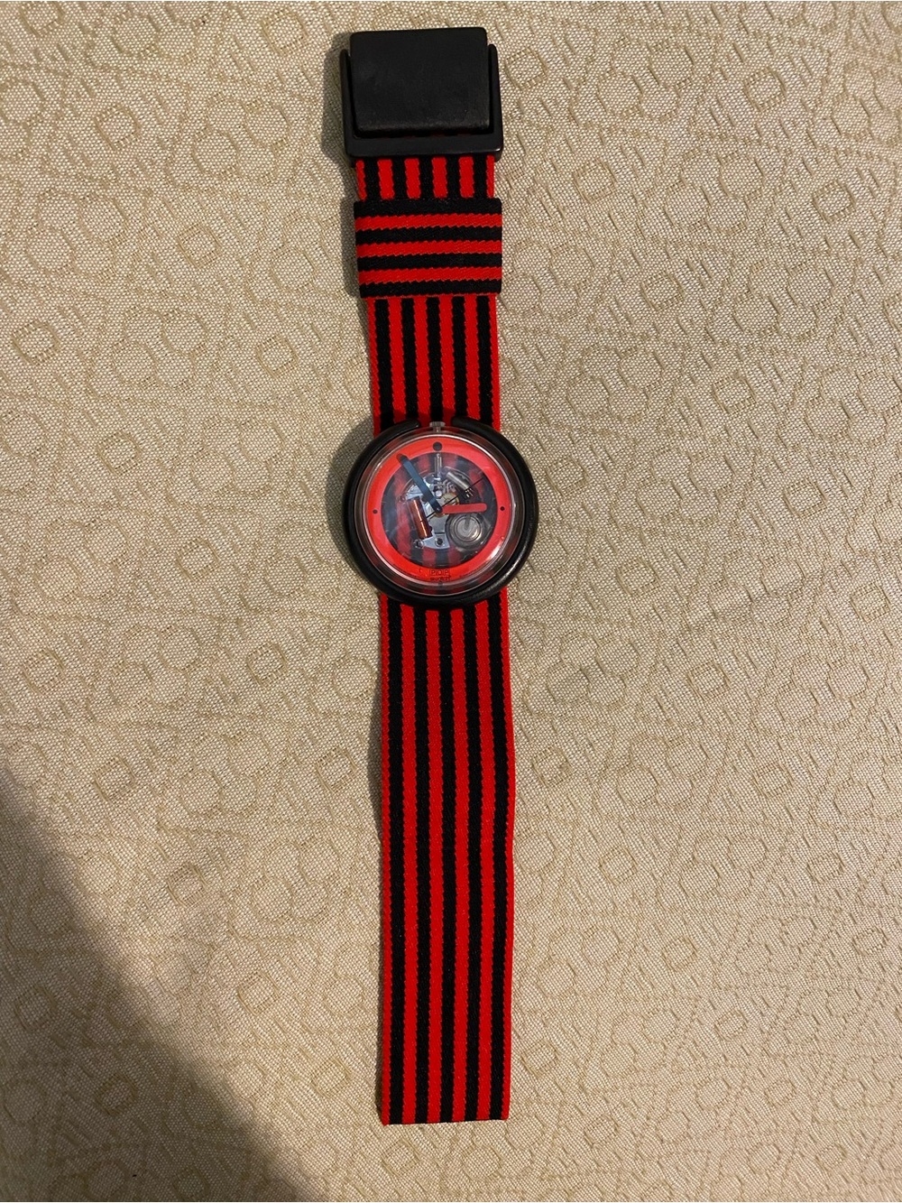 POP Swatch Watch Red Zebra Vintage 1988